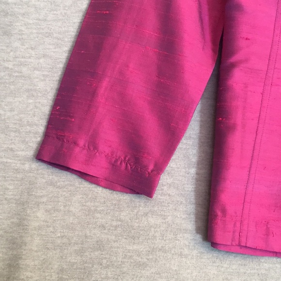 💖 Chico's Silk Textured Oversized Relaxed Fit Fuchsia Jacket Size 2 - Picture 7 of 16